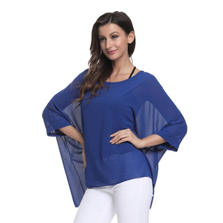 Buy blue Women Bohemian Chiffon Seaside Shawl Top