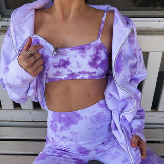 Buy purple Loose Casual Tie Dye Hooded Sweater