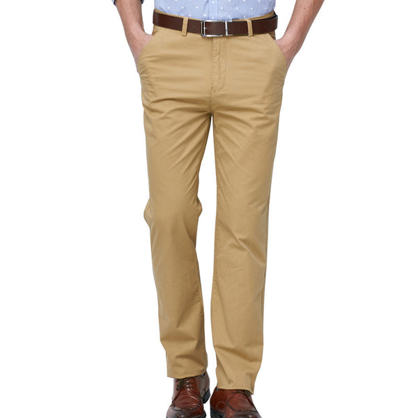 Men Solid Color Straight-Leg Pants