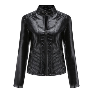 Buy black Simple Thin Leather Jacket