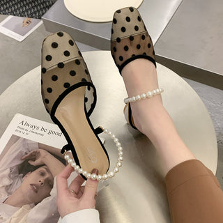 Women Baotou Pearl-Strapped Heels