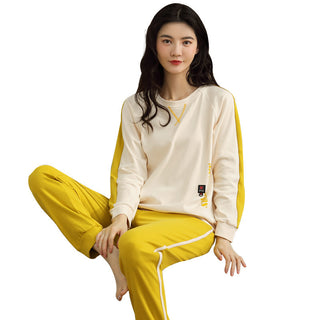 Buy yellow Women Knitted Round Neck Loungewear Suit