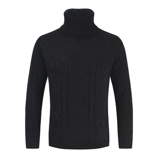 Buy black Men Solid Colored Turtleneck Sweater