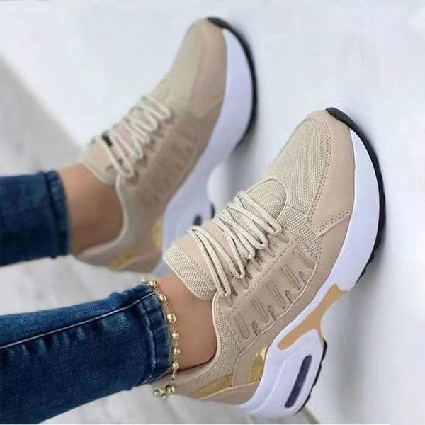 Women Lace Up Wedge Heel Sneakers