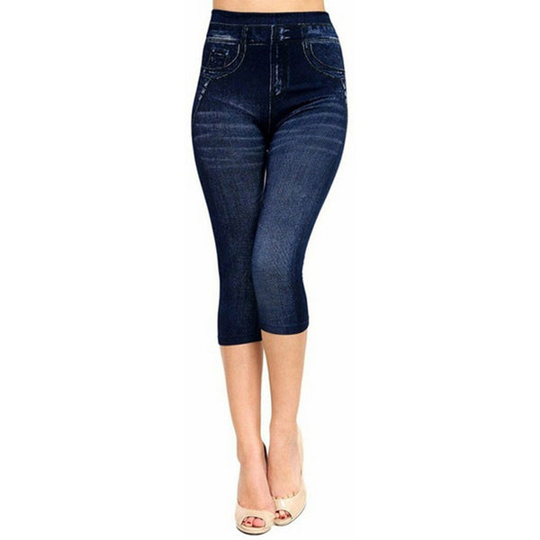 Seamless Imitation Tight Denim Print Leggings