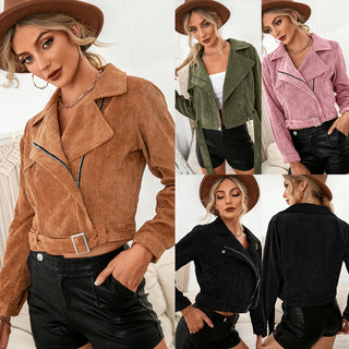 Corduroy Casual Side Zip Short Jacket