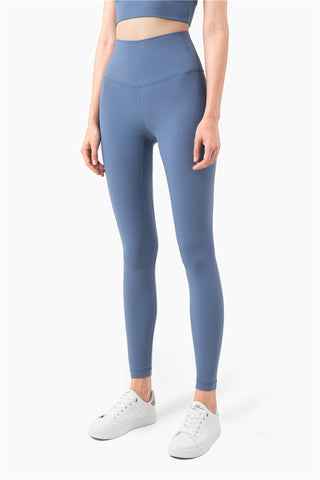 Buy blue Double Line High Waist Nylon Leggings