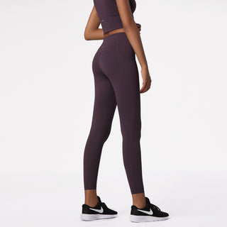 Buy purple High Waist Side Pocket Nylon Leggings