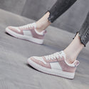 Women Color Lined Lace-up Casual Sneakers