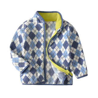 Boys' Polar Fleece Diamond Print Zip Top Jacket