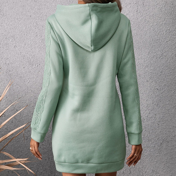 Loose Casual Solid Color Hoodie Dress