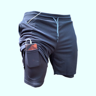 Buy dark-grey Men Double Layer Shorts