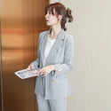 Two Piece Elegant Solid Color Blazer & Pant Suits