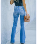 Women's Denim Trousers With Ripped Holes