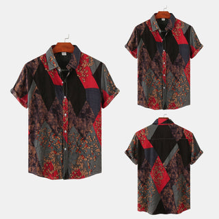 Men Casual Short Sleeve Floral Shirt