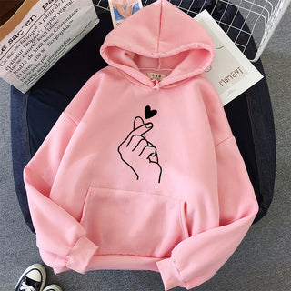 Buy pink Printed Hand and Heart Tracing Fleece Hoodie