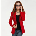 Women Solid Color Zip Slim Fit Blazer Coat