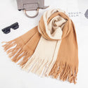 Women Stripe Patterned Woolen Knitted Scarf