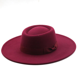 Buy red Concave Solid-Coloured Felt Hat