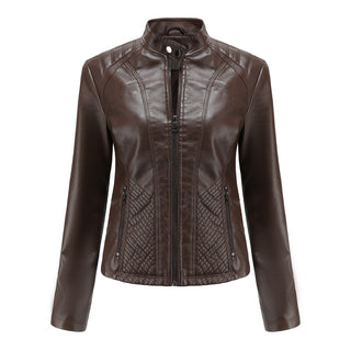 Buy coffee Simple Thin Leather Jacket