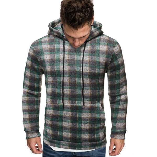 Men Cotton Hip Hop Plaid Hoodie