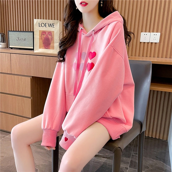 Women Heart Cotton Hoodie