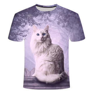 Buy 10-style Unisex Cute Cat Print 3D Short Sleeve T-shirt