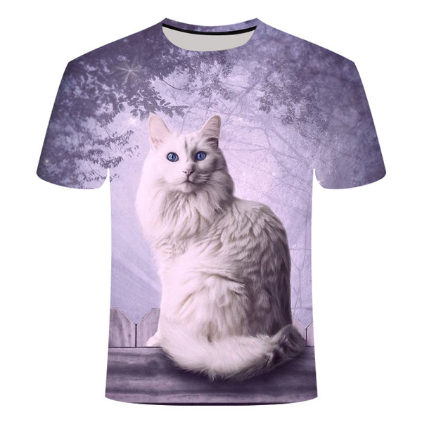 Unisex Cute Cat Print 3D Short Sleeve T-shirt