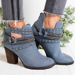 Women Versatile Low-barrel Rivet Boots