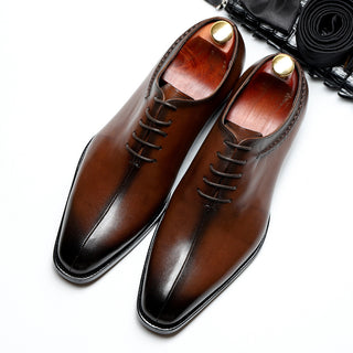 Men's Pointed Toe Lace-Up Leather Shoes