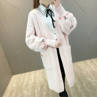 Buy light-pink Patterned Knitted Long Sleeved Cardigan