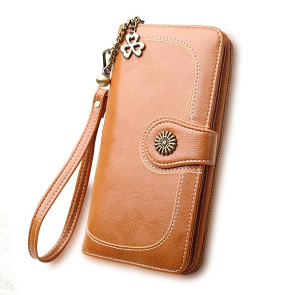 Women Floral Split Long Leather Wallet