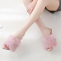 Women Fur Strapped PU High Heels