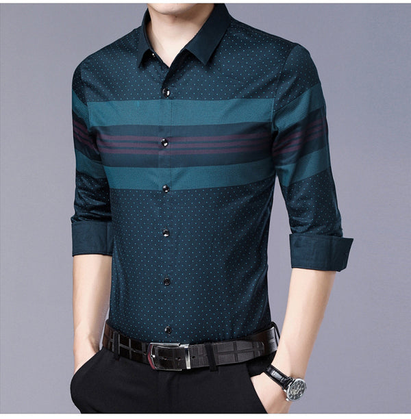 Men Casual Cotton Striped Shirt