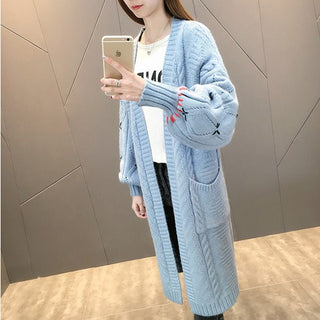 Buy blue Patterned Knitted Long Sleeved Cardigan