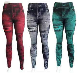 High Waist Tight Denim Printed Leggings