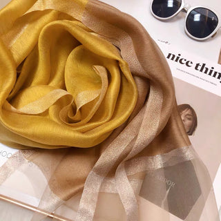 Buy yellow-brown Women Smooth Silk Scarves