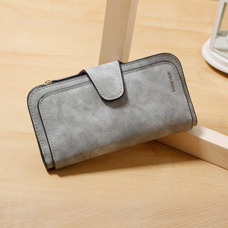 Buy gray Women Large Leather Multi-Pocket Wallet