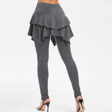 Women Tiered Ruffle Skirted Legging