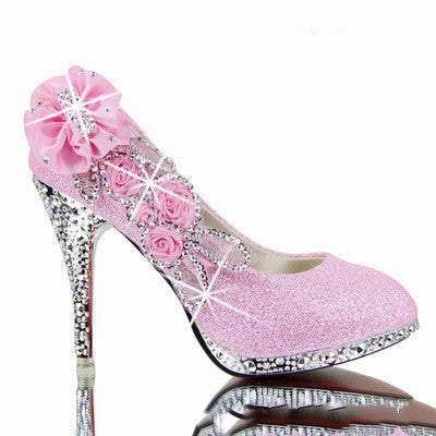 Crystal Textured Floral Sparkly High Heels