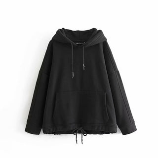 Buy black Kangaroo Pocket Plus Velvet Cotton Hoodie