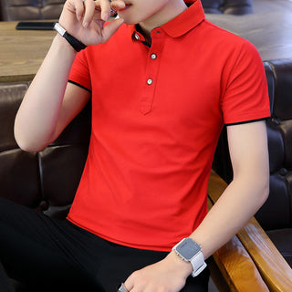 Buy red-and-black Men Casual Short Sleeve Polo Shirts