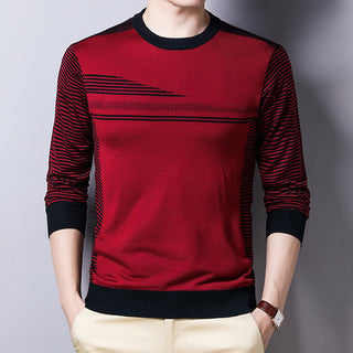 Buy red Men Long-sleeved Round Neck Thin Sweater