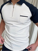 Men Short-Sleeved Patterned Polo T-Shirt