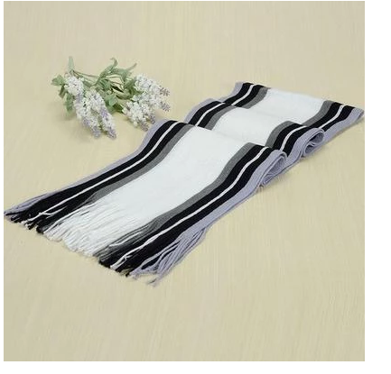 Men Striped Fringe Scarves