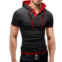 Men Polo Short Sleeve Hooded Shirt