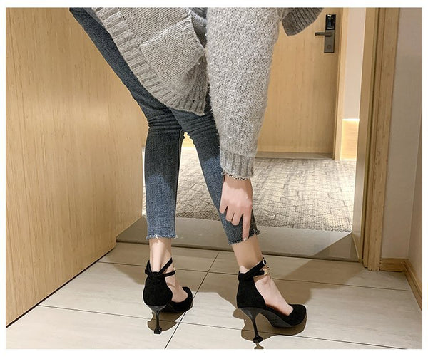 Women Hollow Metal Anklet High Heels