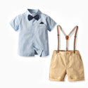 Boys' Short-sleeved T-shirt Suspender Pants