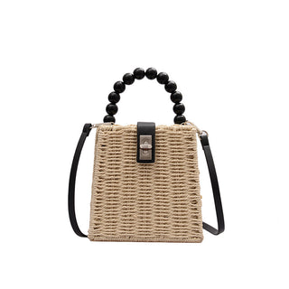 Buy beige Rattan Bead Portable Straw Hand and Crossbody Bag