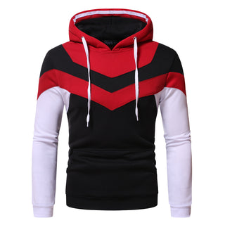 Buy black-red Men Solid Color Pullover Hoodie